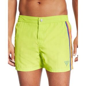 GUESS Mens Retro Swim Bottom Board Shorts, Green, NWT